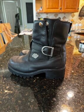 Harley-Davidson Black Leather Biker Harness Boots